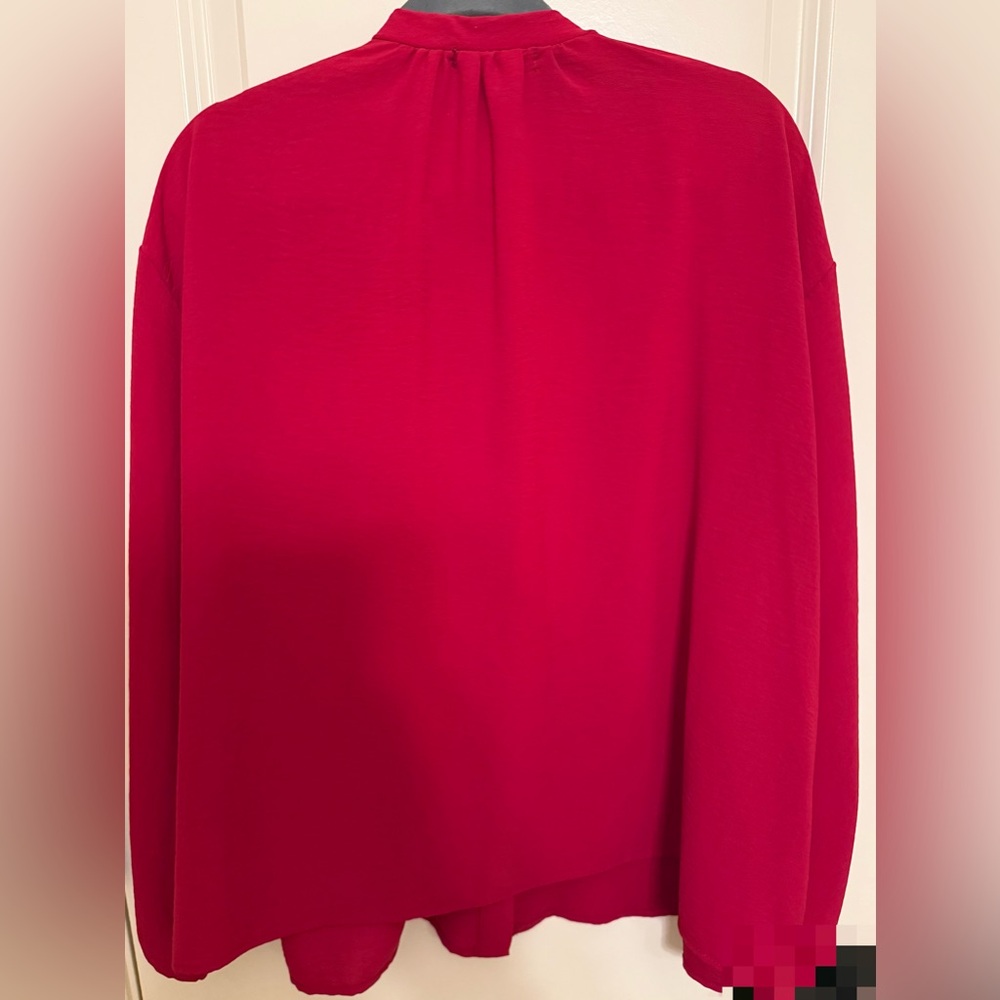 Karlie Vibrant Red Button-Up Blouse - Picture 4 of 5